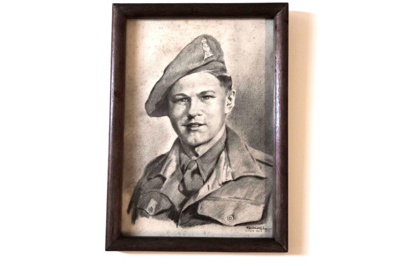 Black and white photo of a young soldier