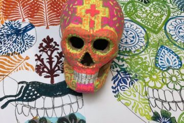Assortment of colourful skull artwork