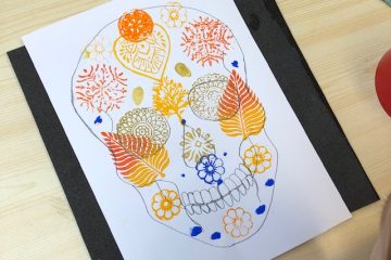 Colourful skull print drawing