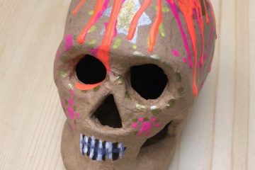 Colourful clay skull