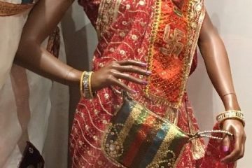 Dark skinned mannequin wearing a sari