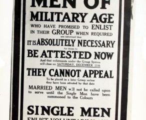 Black and white poster about military enlistment