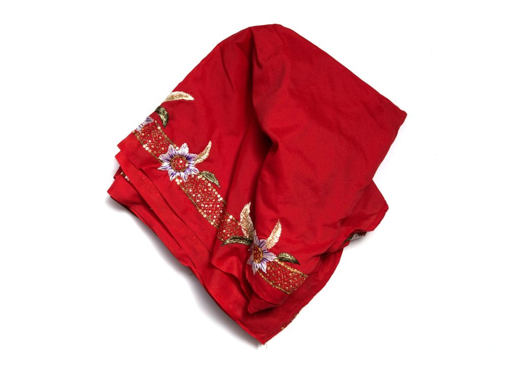 red decorative fabric