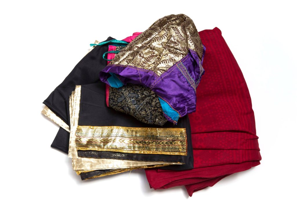 Various colourful sari fabrics