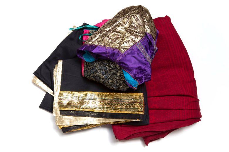 Various colourful sari fabrics