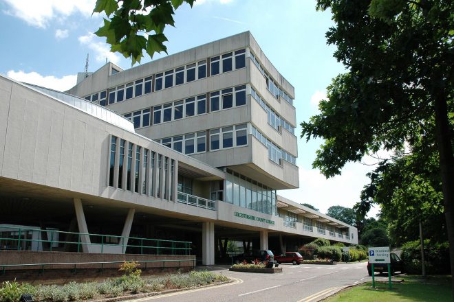 Outside view of leicestershire county hall