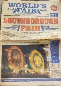 World's Fair newspaper spread with Loughborough Fair on the front page