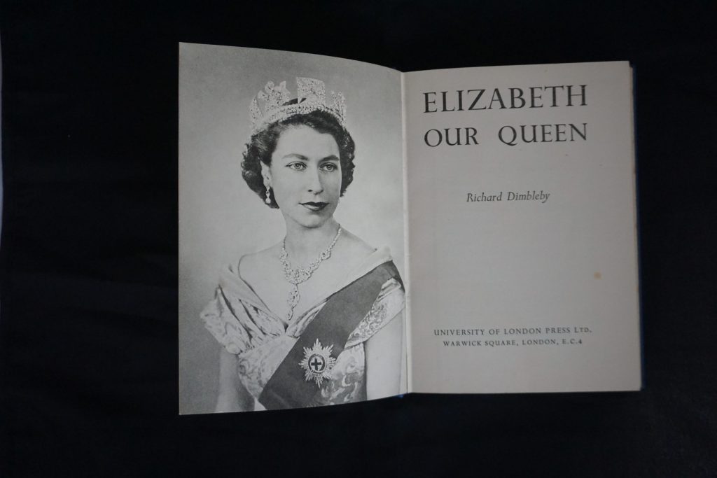 Image of young Queen Elizabeth next to text which reads 'Elizabeth our Queen' by Richard Dimbleby