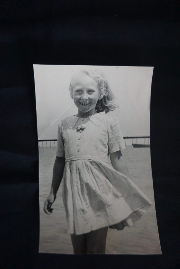 A black and white photo of Sylvia as a young girl