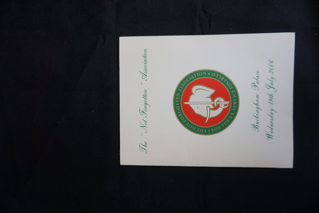 An invitation to the Not Forgotten Association to visit Buckingham Palace dated 2006