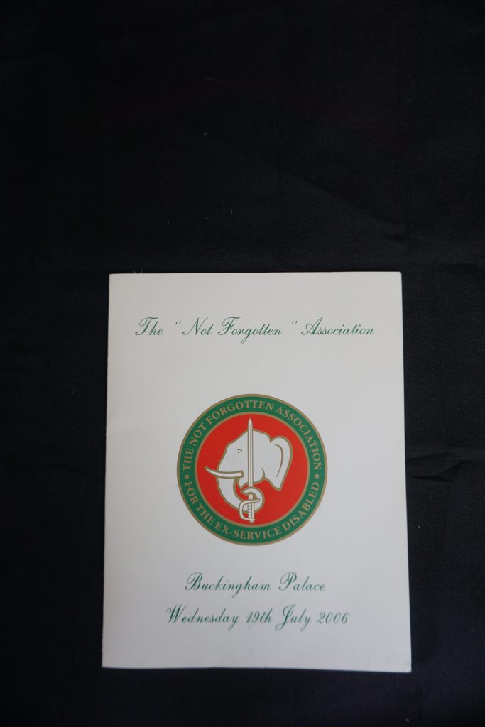 An invitation to the Not Forgotten Association to visit Buckingham Palace dated 2006
